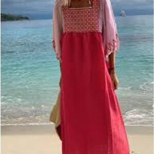 Nina Leuca Pink Maxi Dress with Embroidered Details gorgeous!!